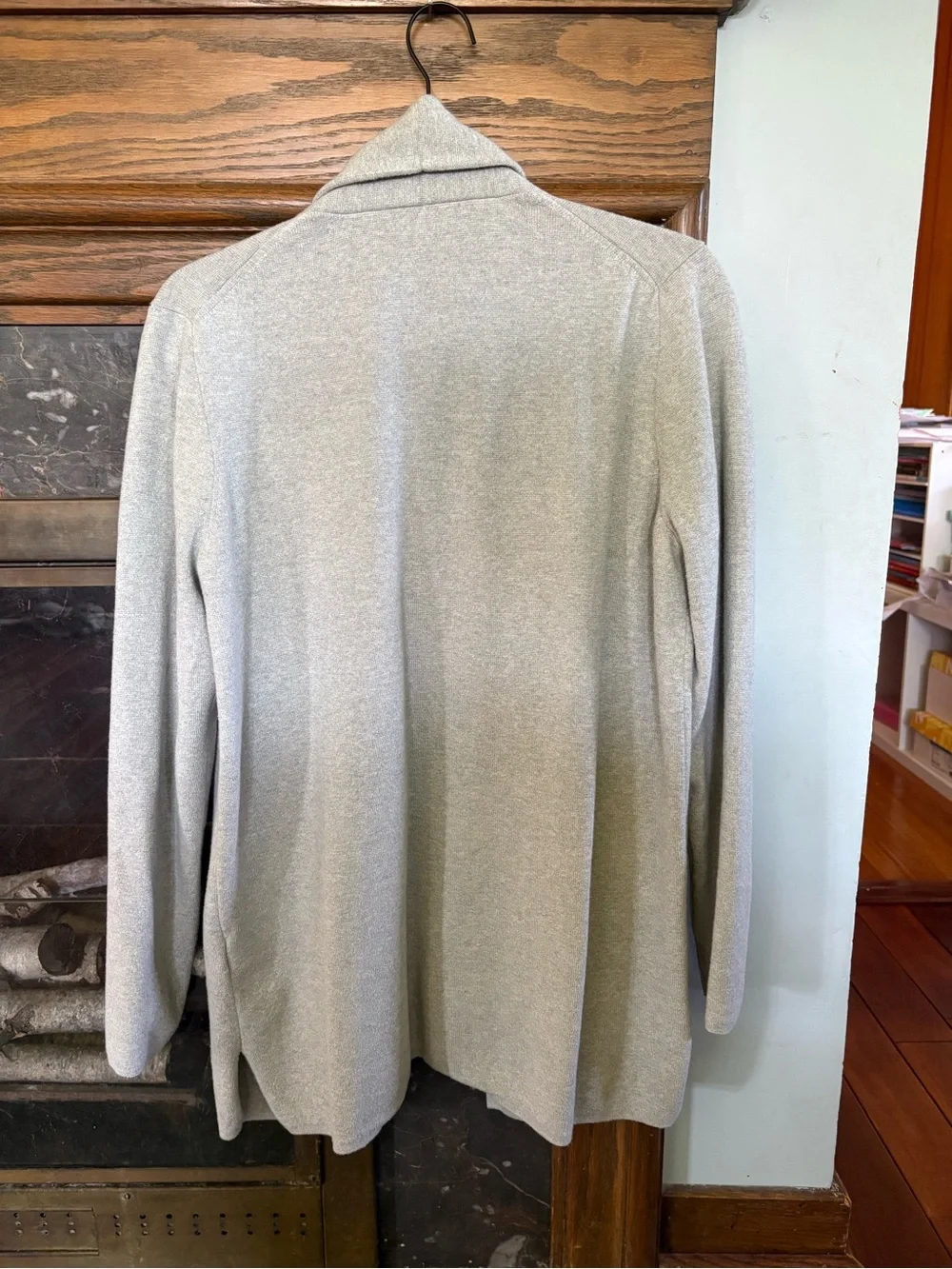 J.Crew Women's Gray Knit Open Front Cardigan Sweater M Shawl Collar Pockets